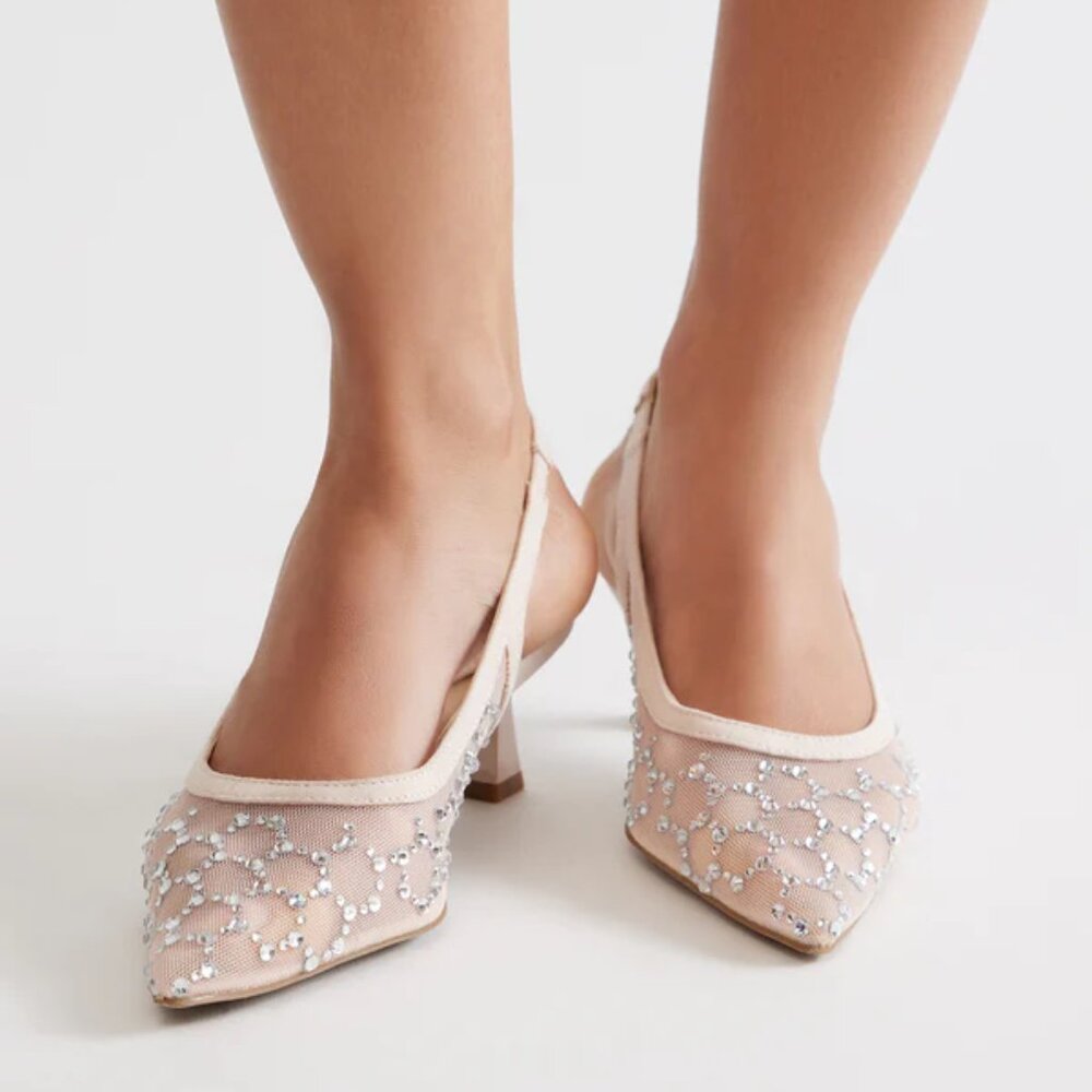 Rhinestone Slingback Pumps
